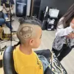 A young client with a Custom Cartoon Mushroom Design