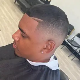 A client with a fresh fade