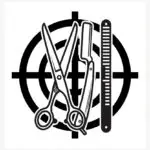 an icon with barbering tools with a target in the background